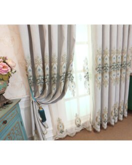 Slub cotton embroidery curtain fabric