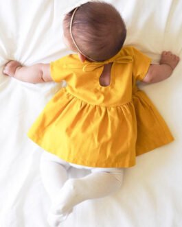 2021INS explosion, Europe and the United States new baby short sleeved dress, 0-3 year old female baby pure color skirt summer