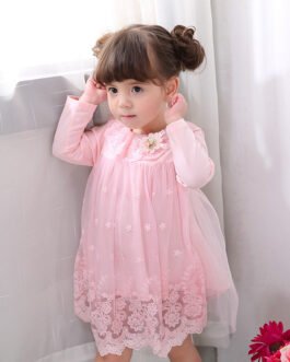 The children wear long sleeved dress baby princess skirt gauze Chun 1-3 years old female baby dress a generation